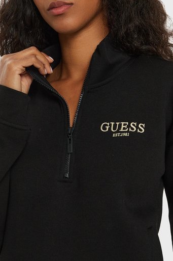 Guess Midge Pamuklu Regular Fit Yarım Fermuarlı Dik Yaka V4BQ18KCHX0 Bayan Sweat V4BQ18 KCHX0 JBLK SİYAH - 4