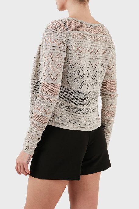 Guess Nellie Ajurlu Regular Fit V Yaka Simli Kısa W5GR15Z3E22 Bayan Hırka W5GR15 Z3E22 F97H GRİ - 2