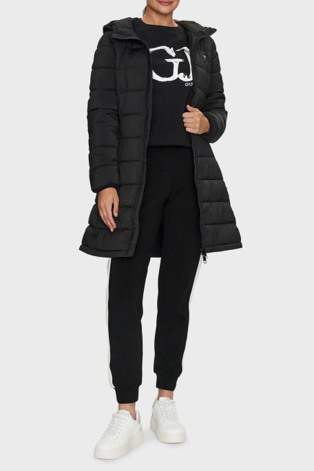 Guess New Aleta Kapitoneli Regular Fit Kapüşonlu Uzun Şişme V4YL05WF3X0 Bayan Mont V4YL05 WF3X0 JBLK SİYAH - 2