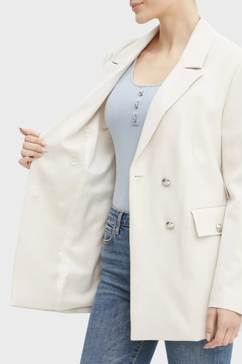 Guess New Fiona Regular Fit Mono Yaka Kruvaze Blazer W5RN49WGX02 Bayan Ceket W5RN49 WGX02 F9AW BEJ - 6