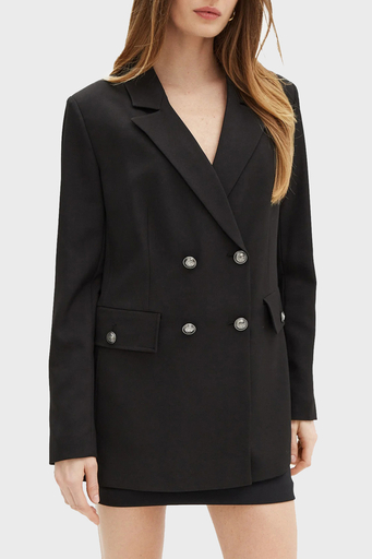 Guess New Fiona Regular Fit Mono Yaka Kruvaze Blazer W5RN49WGX02 Bayan Ceket W5RN49 WGX02 JBLK SİYAH - 1