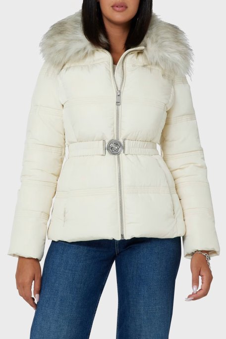 Guess New Marisol Slim Fit Suya Dayanıklı Dik Yaka Şişme W4BL43WGK22 Bayan Mont W4BL43 WGK22 G1CV EKRU - 1