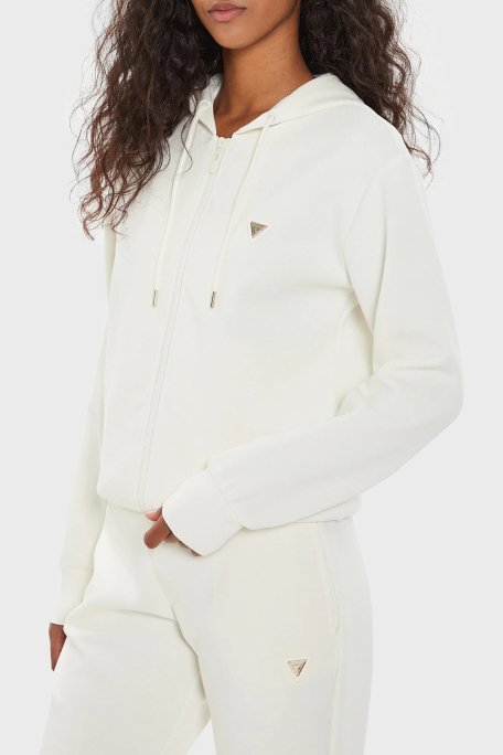 Guess Olympe Scuba Regular Fit Kapüşonlu V4YQ06KCAY2 Bayan Sweat V4YQ06 KCAY2 G6K5 EKRU - 1
