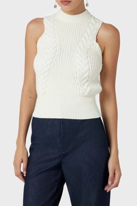 Marciano by Guess Ozuna Slim Fit Yarım Balıkçı Yaka Kolsuz Örgü 3BGR395618Z Bayan Kazak 3BGR39 5618Z G1CR BEYAZ - 1