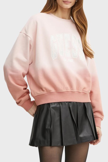 Guess Pamuklu Relaxed Fit Bisiklet Yaka Logolu W4BQ10KBY51 Bayan Sweat W4BQ10 KBY51 F6CU PEMBE - 1