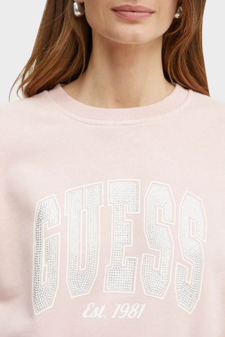 Guess Pamuklu Relaxed Fit Bisiklet Yaka Logolu W4BQ10KBY51 Bayan Sweat W4BQ10 KBY51 F6CU PEMBE - 5