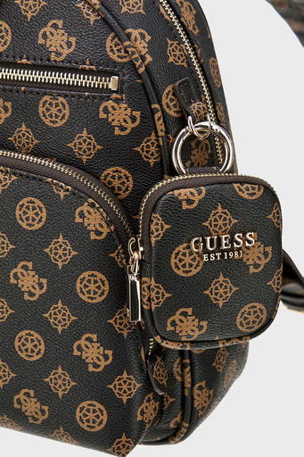 Guess Power Logolu Mini Cüzdanlı Ayarlanabilir Çift Omuz Askılı HWPG9006320 Bayan Sırt Çantası HWPG90 06320 MLO KAHVE - 4