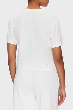 Guess - Guess Primula Taşlı Logolu Pamuklu Boxy Fit Bisiklet Yaka V5GI00I3Z14 Bayan T Shirt V5GI00 I3Z14 G011 BEYAZ (1)