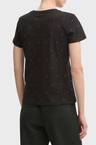 Guess - Guess Rhinestones Pamuk Karışımlı Regular Fit Tamamı Taşlı V5RI18I3Z14 Bayan T Shirt V5RI18 I3Z14 JBLK SİYAH (1)