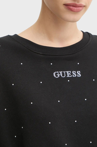 Guess Rhinestones Pamuk Karışımlı Relaxed Fit Tamamı Taşlı V5RQ08KCLJ0 Bayan Sweat V5RQ08 KCLJ0 JBLK SİYAH - 4