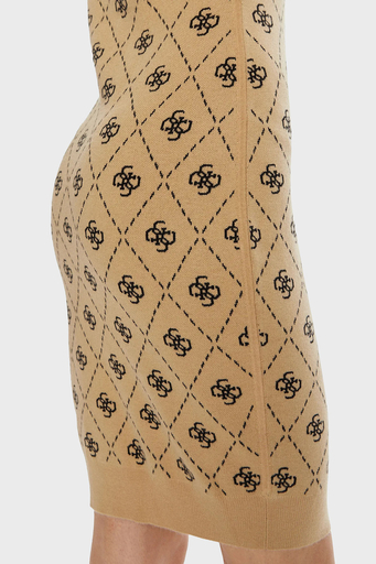 Guess Sarah 4G Logo Desenli Kalın Askılı Fitted Fit Mini Triko W4BK98Z3JD2 Bayan Elbise W4BK98 Z3JD2 FN3N SÜTLÜ KAHVE - 5