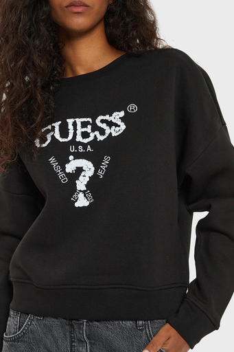 Guess Sarah CN Pamuklu Regular Fit Payetli V4BQ11KCHX0 Bayan Sweat V4BQ11 KCHX0 JBLK SİYAH - 14