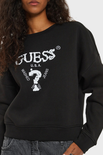 Guess Sarah CN Pamuklu Regular Fit Payetli V4BQ11KCHX0 Bayan Sweat V4BQ11 KCHX0 JBLK SİYAH - 19