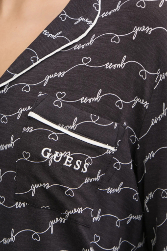 Guess Sasha Desenli Regular Fit Yüksek Bel Bol Paça Modal O5RX08KCIN2 Bayan Pijama Takımı O5RX08 KCIN2 PJ0D SİYAH - 6