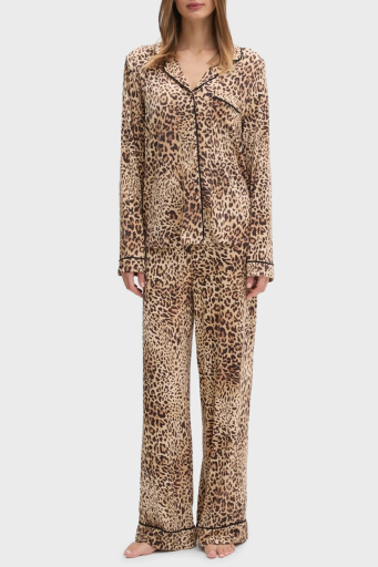 Guess Sasha Leopar Desenli Regular Fit Yüksek Bel Bol Paça Modal O5RX08KCIN2 Bayan Pijama Takımı O5RX08 KCIN2 P1KN LEOPAR - 1