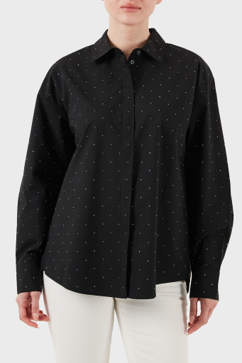 Guess Silvia % 100 Pamuk Comfort Fit Taşlı W5GH42WGWS0 Bayan Gömlek W5GH42 WGWS0 JBLK SİYAH - 1