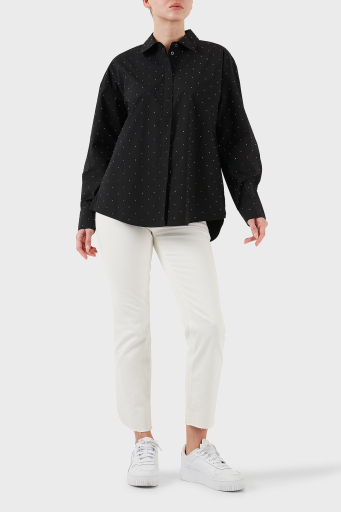 Guess Silvia % 100 Pamuk Comfort Fit Taşlı W5GH42WGWS0 Bayan Gömlek W5GH42 WGWS0 JBLK SİYAH - 2