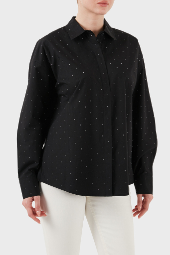 Guess Silvia % 100 Pamuk Comfort Fit Taşlı W5GH42WGWS0 Bayan Gömlek W5GH42 WGWS0 JBLK SİYAH - 4