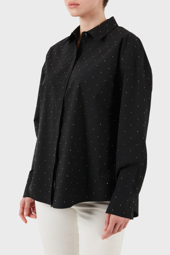 Guess Silvia % 100 Pamuk Comfort Fit Taşlı W5GH42WGWS0 Bayan Gömlek W5GH42 WGWS0 JBLK SİYAH - 5
