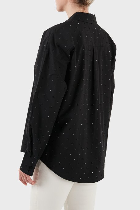 Guess Silvia % 100 Pamuk Comfort Fit Taşlı W5GH42WGWS0 Bayan Gömlek W5GH42 WGWS0 JBLK SİYAH - 3