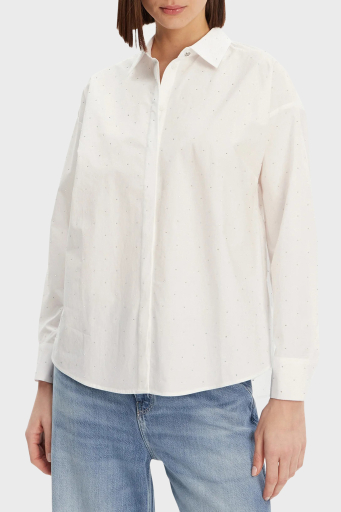 Guess Silvia % 100 Pamuk Taşlı Comfort Fit W5GH42WGWS0 Bayan Gömlek W5GH42 WGWS0 G011 BEYAZ - 1
