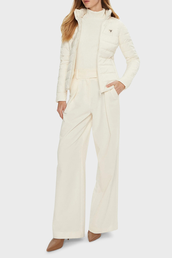 Guess Solid Regular Fit Çıkarılabilir Kapüşonlu V4YL04WF3X0 Bayan Mont V4YL04 WF3X0 G1O6 EKRU - 3