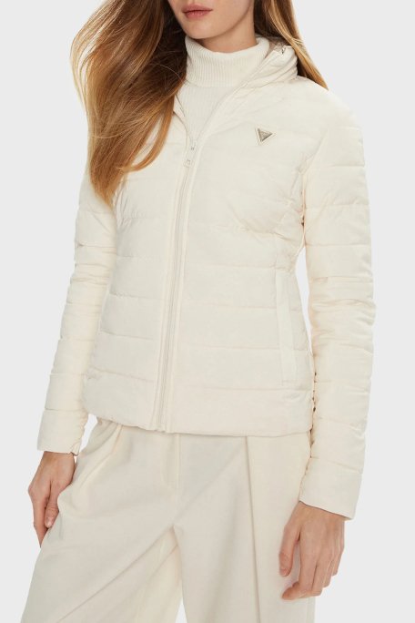 Guess Solid Regular Fit Çıkarılabilir Kapüşonlu V4YL04WF3X0 Bayan Mont V4YL04 WF3X0 G1O6 EKRU - 1