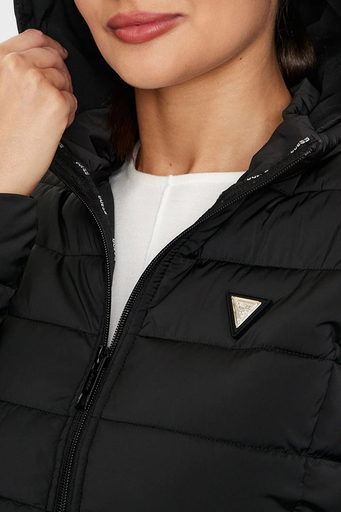 Guess Solid Regular Fit Çıkarılabilir Kapüşonlu V4YL04WF3X0 Bayan Mont V4YL04 WF3X0 JBLK SİYAH - 5