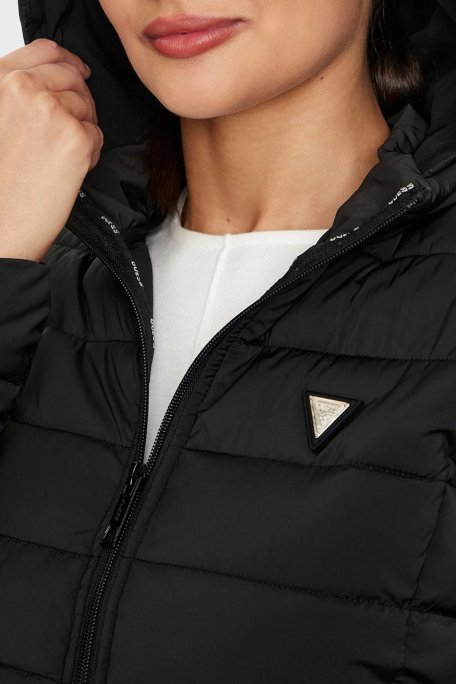 Guess Solid Regular Fit Çıkarılabilir Kapüşonlu V4YL04WF3X0 Bayan Mont V4YL04 WF3X0 JBLK SİYAH - 5