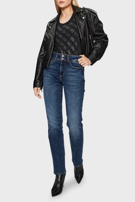 Guess Ss Cn 4G Allover Pamuklu Slim Fit W3BI53J1314 Bayan T Shirt W3BI53 J1314 JBLK SİYAH - 2