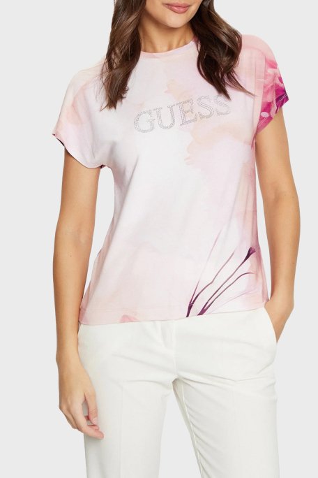 Guess Ss Cn Logo Regular Fit Bisiklet Yaka W5RI09K68D2 Bayan T Shirt W5RI09 K68D2 F0D9 PEMBE - 1