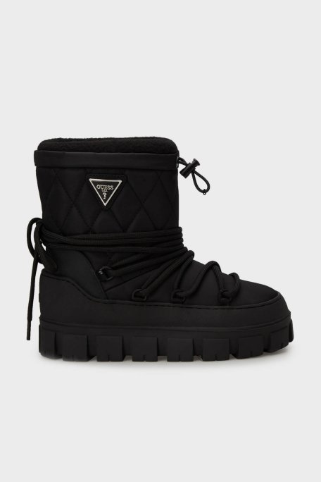Guess Uniques Logolu Yumuşak Tüylü Bağcıklı FLFUNIFAB10 Bayan Kar Botu FLFUNI FAB10 BLACK SİYAH - 1