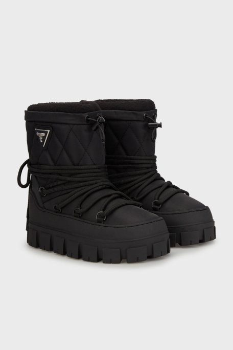 Guess Uniques Logolu Yumuşak Tüylü Bağcıklı FLFUNIFAB10 Bayan Kar Botu FLFUNI FAB10 BLACK SİYAH - 2
