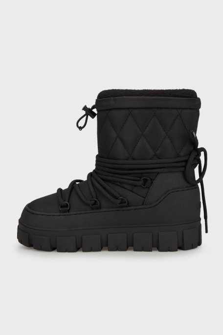 Guess Uniques Logolu Yumuşak Tüylü Bağcıklı FLFUNIFAB10 Bayan Kar Botu FLFUNI FAB10 BLACK SİYAH - 3