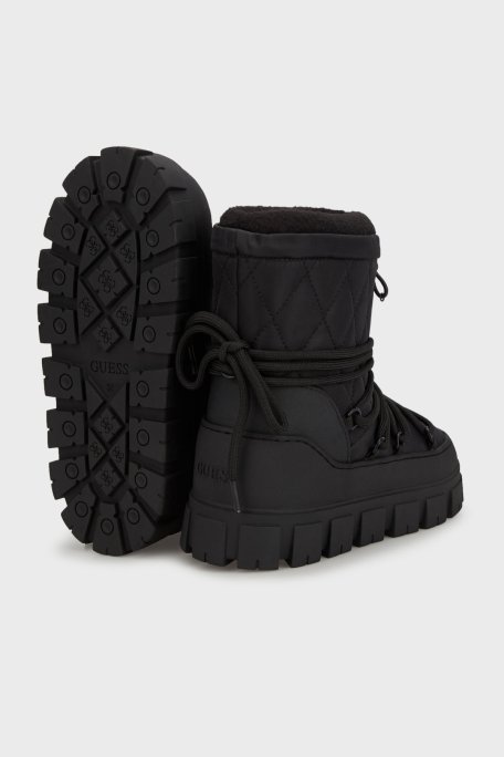 Guess Uniques Logolu Yumuşak Tüylü Bağcıklı FLFUNIFAB10 Bayan Kar Botu FLFUNI FAB10 BLACK SİYAH - 4