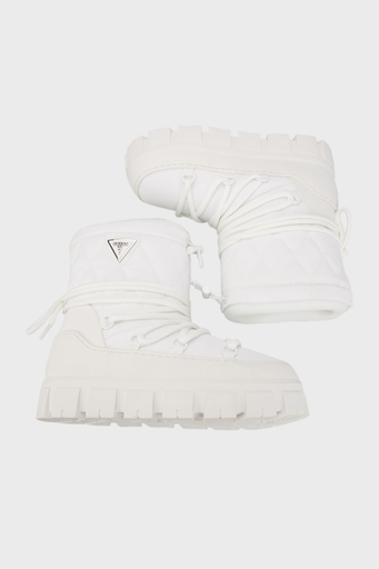 Guess Uniques Logolu Yumuşak Tüylü Bağcıklı FLFUNIFAB10 Bayan Kar Botu FLFUNI FAB10 WHITE BEYAZ - 4