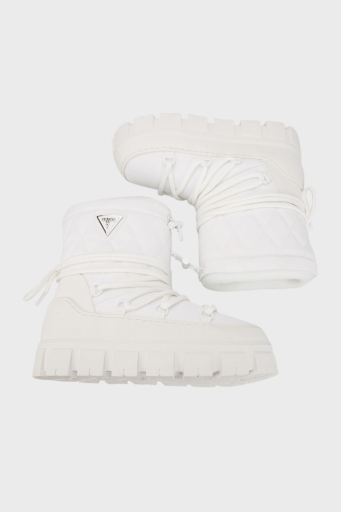 Guess Uniques Logolu Yumuşak Tüylü Bağcıklı FLFUNIFAB10 Bayan Kar Botu FLFUNI FAB10 WHITE BEYAZ - 4