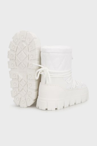 Guess Uniques Logolu Yumuşak Tüylü Bağcıklı FLFUNIFAB10 Bayan Kar Botu FLFUNI FAB10 WHITE BEYAZ - 5