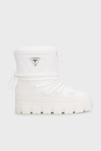 Guess Uniques Logolu Yumuşak Tüylü Bağcıklı FLFUNIFAB10 Bayan Kar Botu FLFUNI FAB10 WHITE BEYAZ - 6