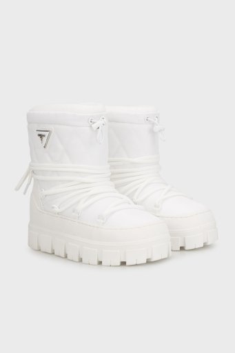 Guess Uniques Logolu Yumuşak Tüylü Bağcıklı FLFUNIFAB10 Bayan Kar Botu FLFUNI FAB10 WHITE BEYAZ - 7