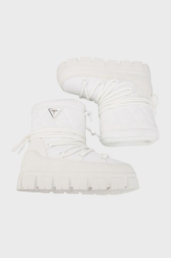 Guess Uniques Logolu Yumuşak Tüylü Bağcıklı FLFUNIFAB10 Bayan Kar Botu FLFUNI FAB10 WHITE BEYAZ - 9