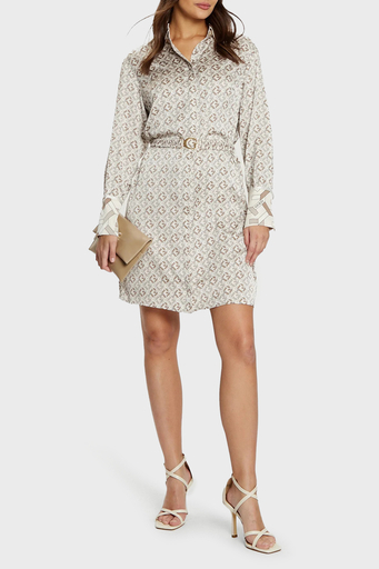 Guess Veronica Desenli Regular Fit Mini W5RK40WF1T2 Bayan Elbise W5RK40 WF1T2 P1KZ BEJ - 3