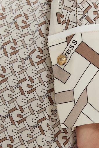Guess Veronica Desenli Regular Fit Mini W5RK40WF1T2 Bayan Elbise W5RK40 WF1T2 P1KZ BEJ - 5