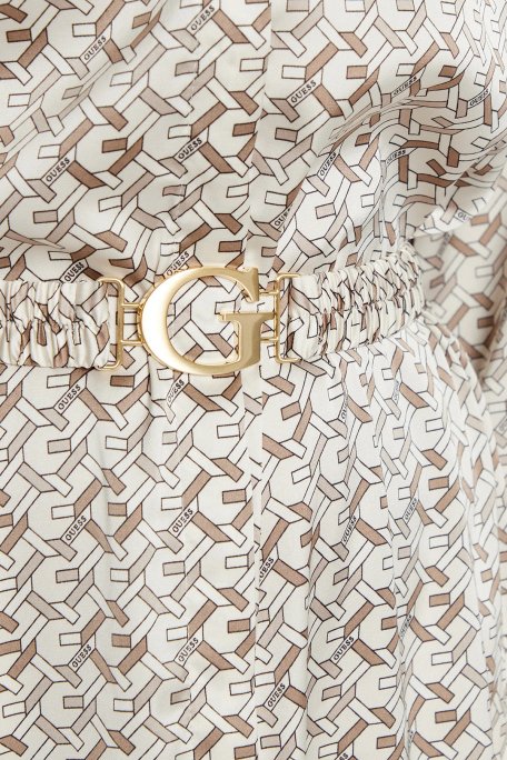 Guess Veronica Desenli Regular Fit Mini W5RK40WF1T2 Bayan Elbise W5RK40 WF1T2 P1KZ BEJ - 4