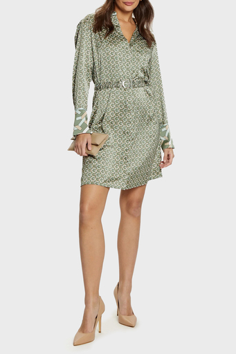 Guess Veronica Desenli Regular Fit Mini W5RK40WF1T2 Bayan Elbise W5RK40 WF1T2 P8FS HAKİ - 3