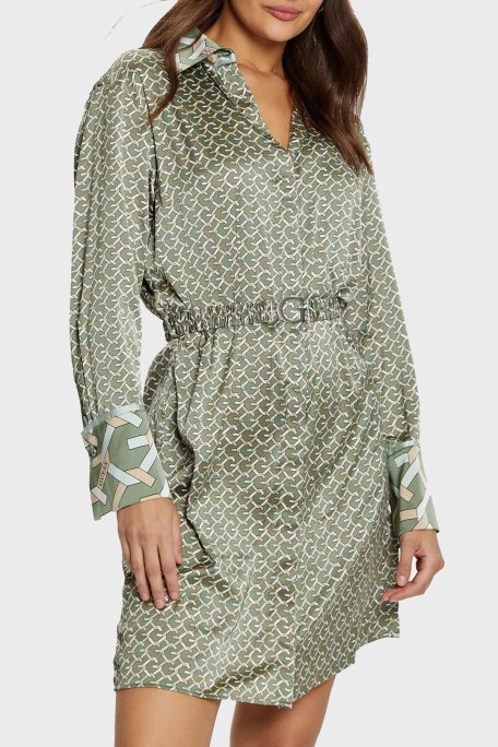Guess Veronica Desenli Regular Fit Mini W5RK40WF1T2 Bayan Elbise W5RK40 WF1T2 P8FS HAKİ - 6
