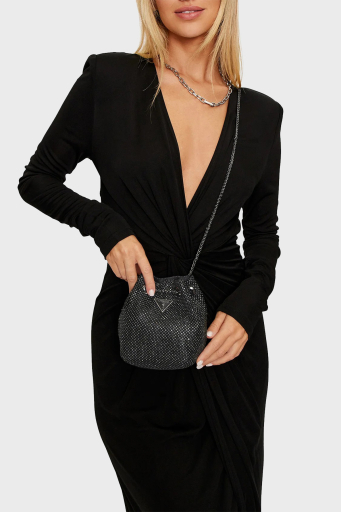 Guess Zalina Zincir Askılı Taşlı Mini HWRB9350750 Bayan Çanta HWRB93 50750 BLA SİYAH - 2