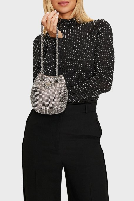 Guess Zalina Zincir Askılı Taşlı Mini HWRY9350750 Bayan Çanta HWRY93 50750 SIL GÜMÜŞ - 2