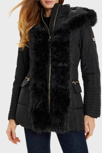 Marciano by Guess Zoe Kapitoneli Regular Fit Tüylü Kapüşonlu Şişme 4BGL417188A Bayan Mont 4BGL41 7188A JBLK SİYAH - 7
