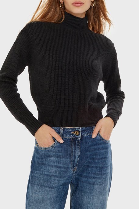 Guess Zylee Yün Karışımlı Regular Fit Balıkçı Yaka W4BR39Z2WX0 Bayan Kazak W4BR39 Z2WX0 JBLK SİYAH - 1